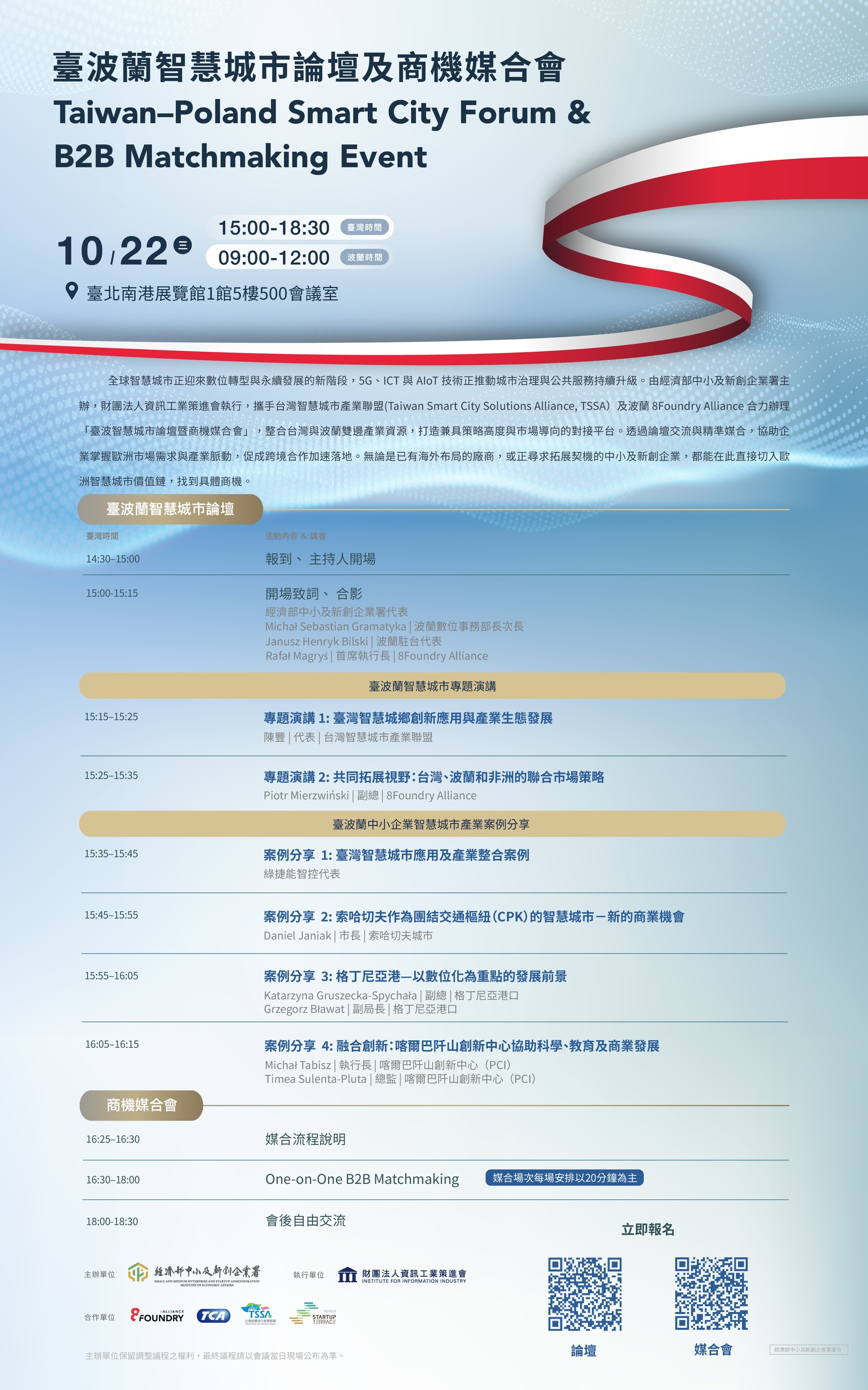 臺灣波蘭智慧城市論壇議程